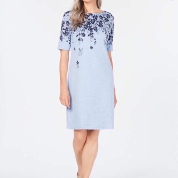 Karen Scott Dresses & Skirts - Karen Scott Women's Floral Print Dress, Light Blue Heather, Large